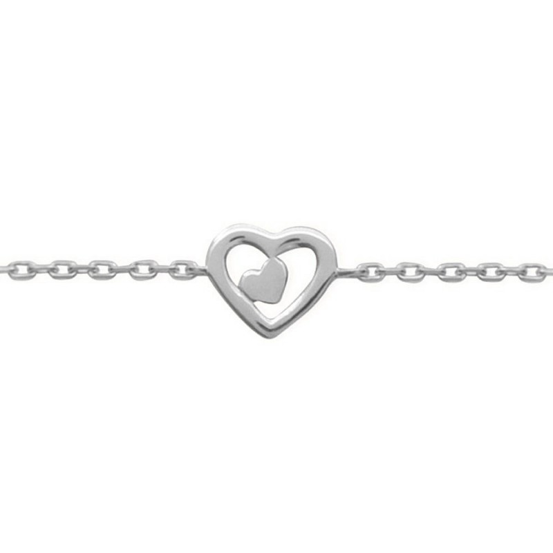 Bracelet coeur pour femme en Argent 925 rhodié Bracelet coeur pour femme en Argent 925 rhodié