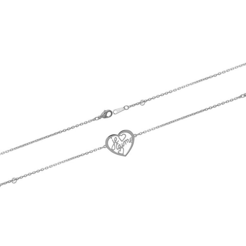 Bracelet coeur ajouré message Je t'aime Argent 925 Rhodié