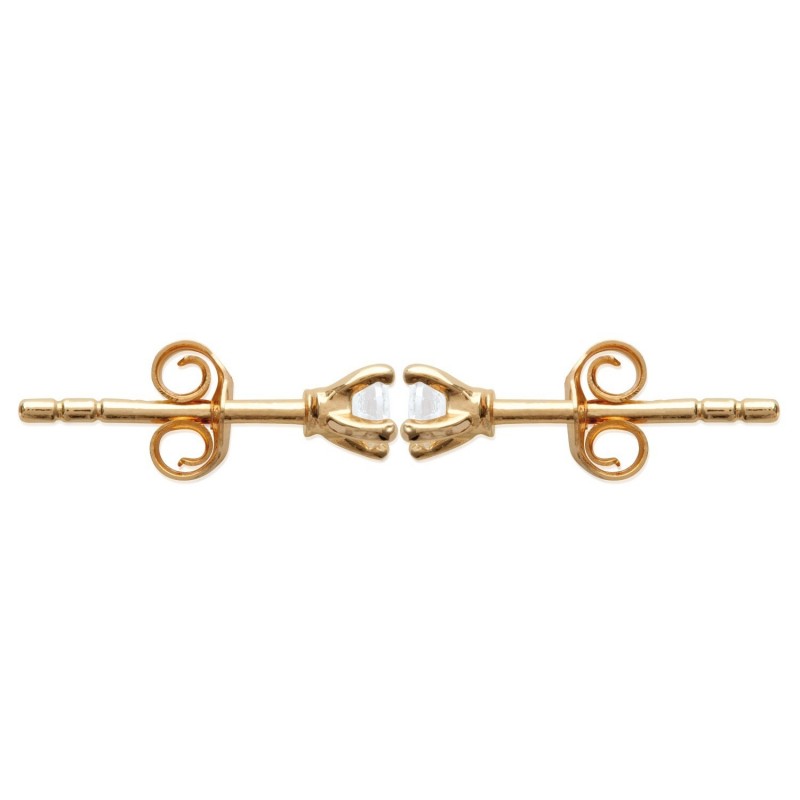 Boucles d'oreilles clous puces oxyde de zirconium Plaqué or 750 3 microns