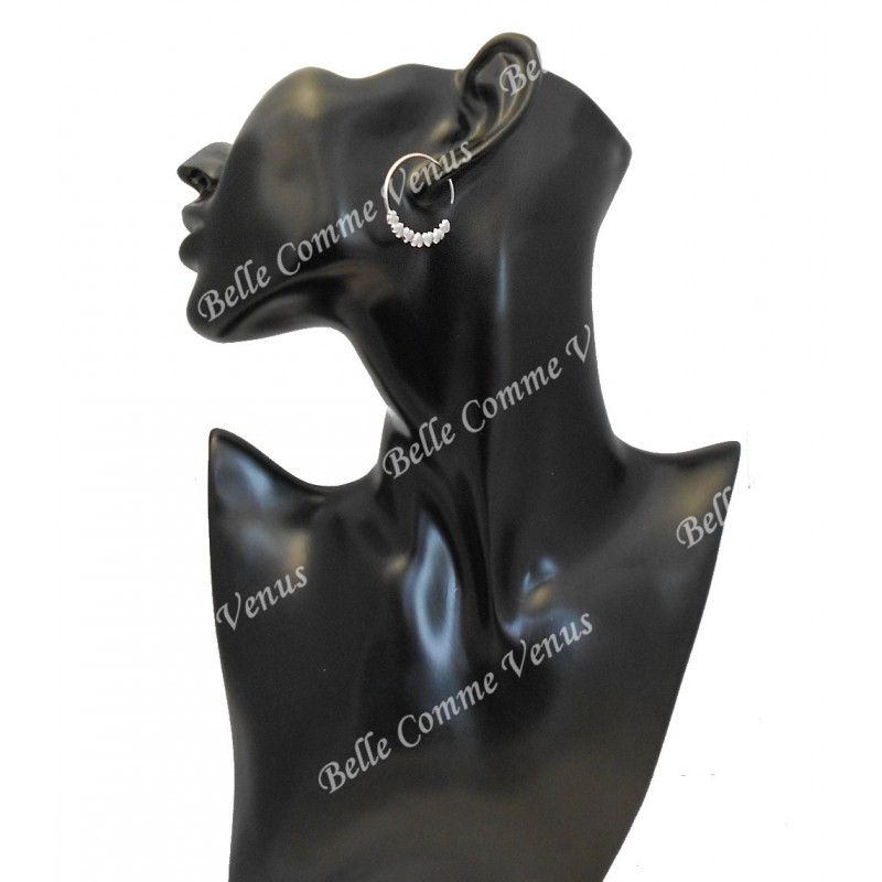 Boucles d'oreilles créole suite de coeurs Argent 925 Rhodié