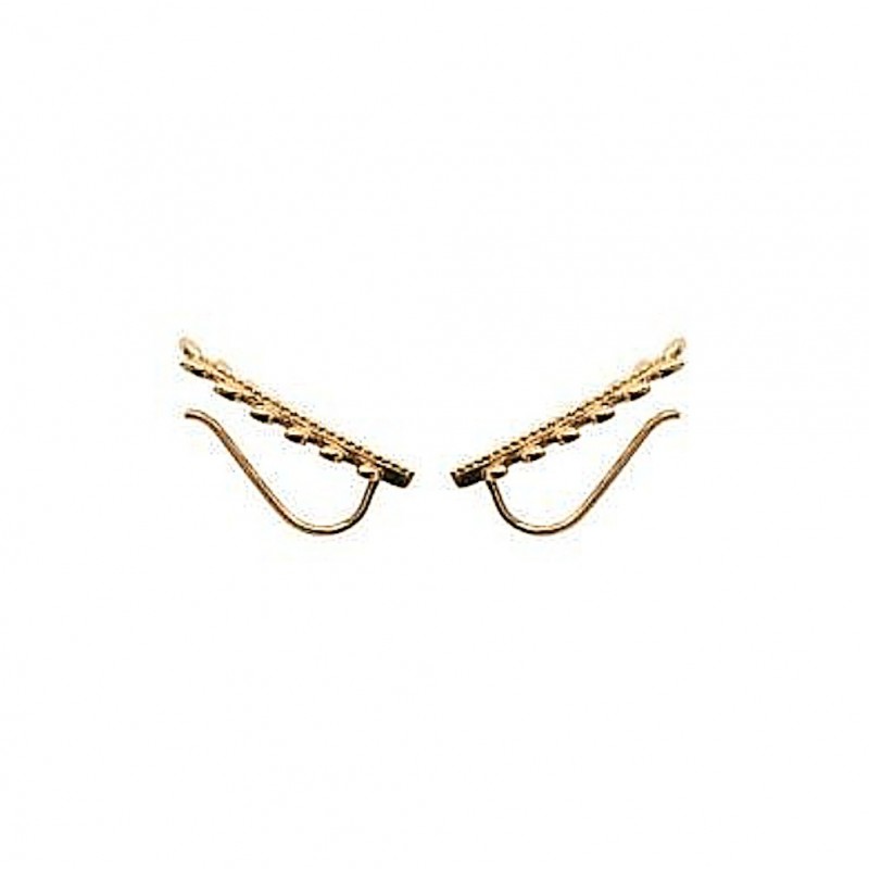 Boucles d'oreilles grimpantes contour de lobe feuille de laurier Plaqué or 750 3 microns