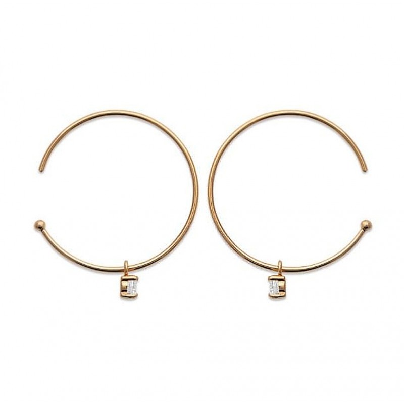 Boucles d'oreilles créole oxyde de zirconium pendant Plaqué or 750 3 microns