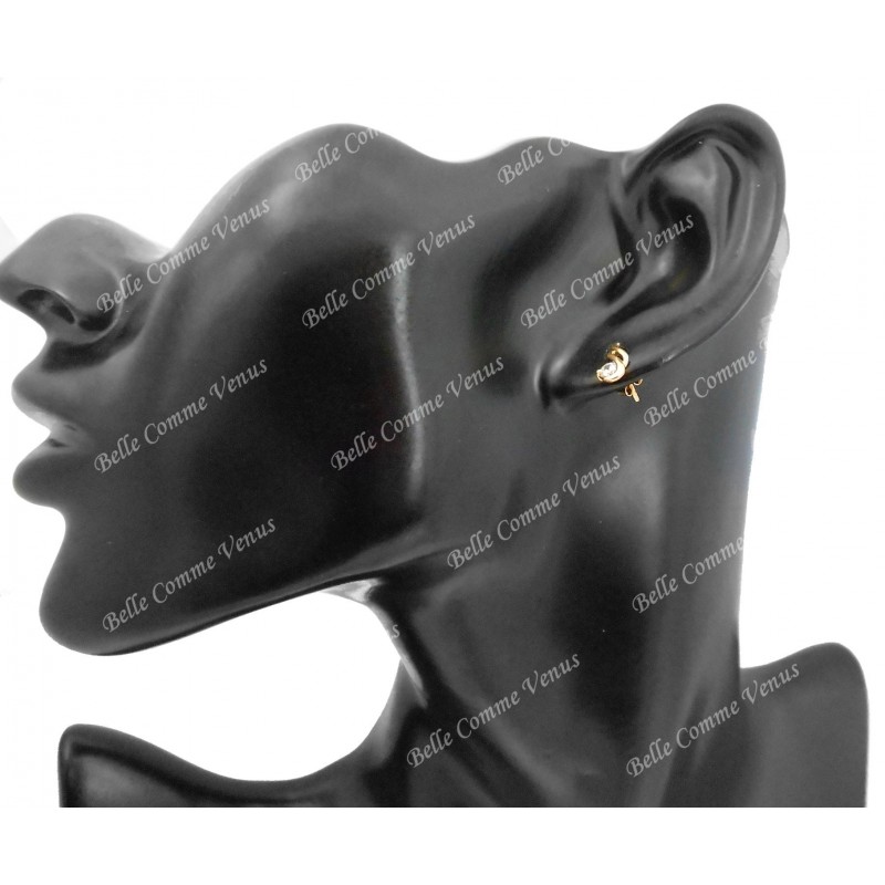 Boucles d'oreilles torsade oxyde de zirconium Plaqué OR 750 3 microns