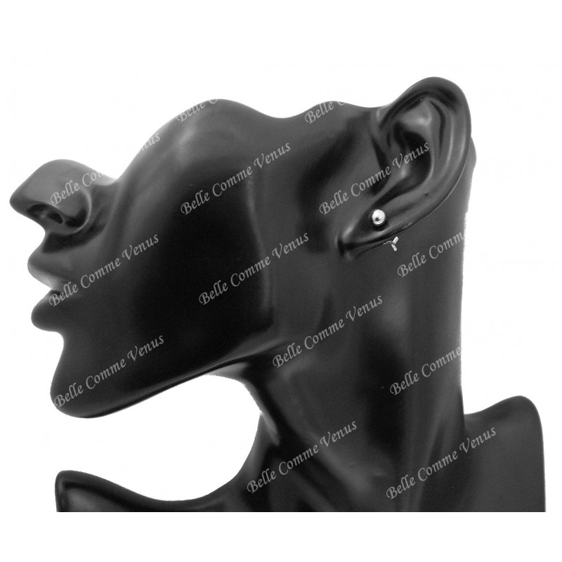 Boucles d'oreilles puce boule Argent 925 Rhodié