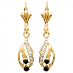 Boucles d'oreilles dormeuses 2 tons saphir Plaqué OR 750 3 microns