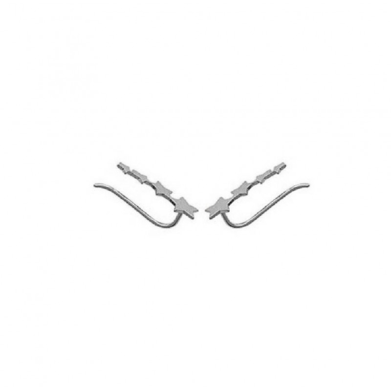 Boucles d'oreilles grimpantes contour de lobe suite d'étoiles Argent 925 Rhodié
