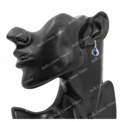 Boucles d'oreilles goutte oxyde de zirconium bleu roi Argent 925 Rhodié