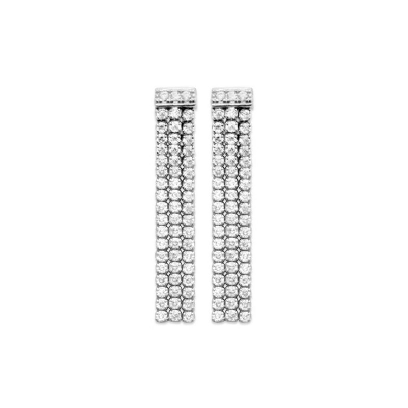 Boucles d'oreilles pendantes chute d'oxyde de zirconium Argent 925 Rhodié Boucles d'oreilles pendantes chute d'oxyde de zirconium Argent 925 Rhodié