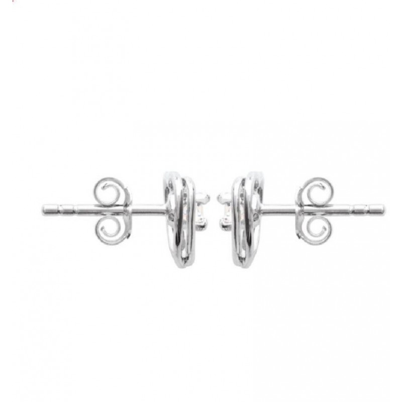 Boucles d'oreilles puce coeur oxyde de zirconium Argent 925 Rhodié