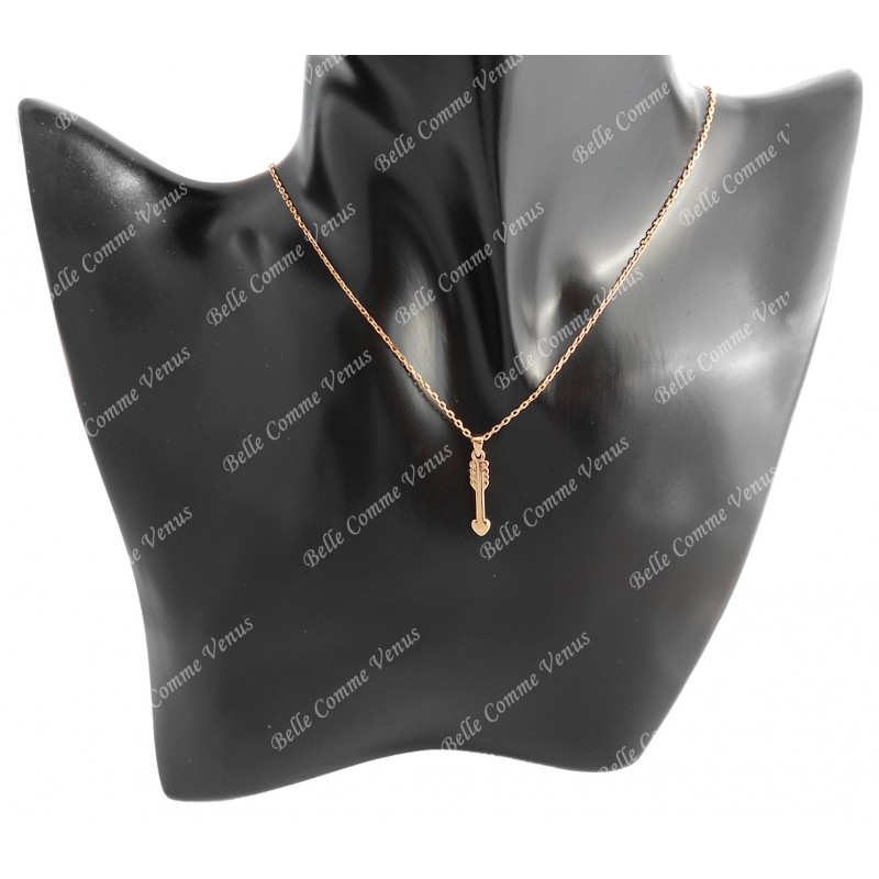Collier coeur flèche d'amour Plaqué OR 750 3 microns