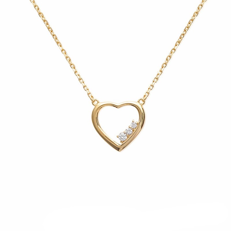 Collier coeur pour femme Plaqué OR 750 3 microns oxyde de zirconium Collier coeur pour femme Plaqué OR 750 3 microns oxyde de zirconium