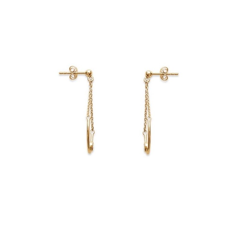 Boucles d'oreilles chaînettes demi-cercle oxyde de zirconium Plaqué OR 750 3 microns