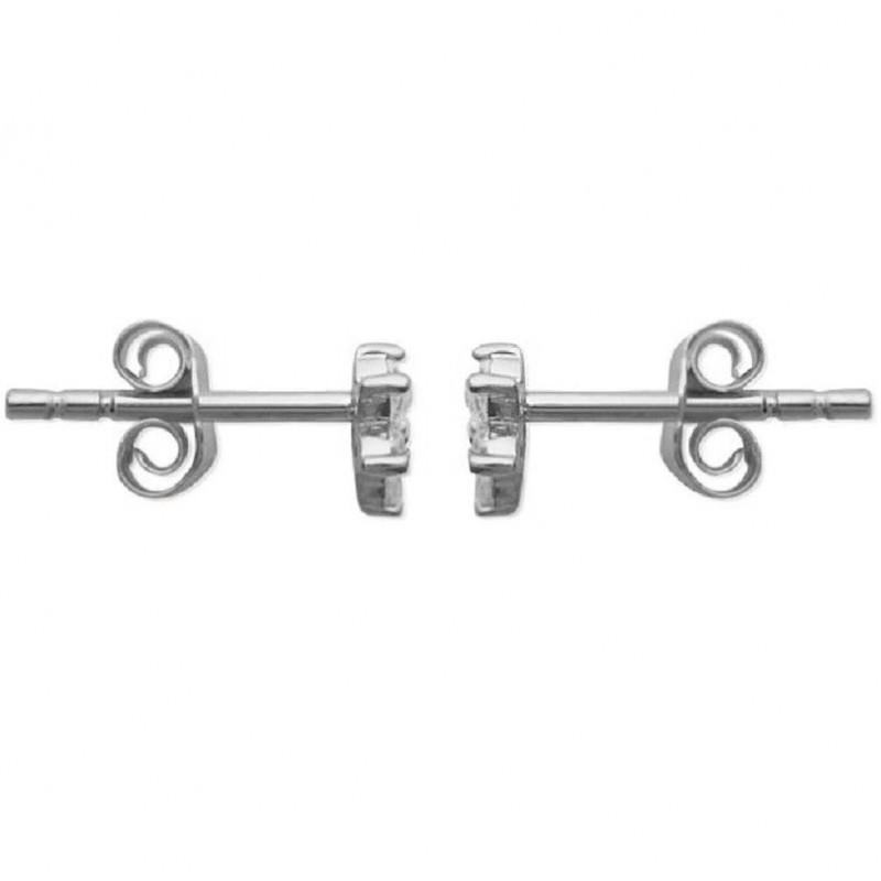 Boucles d'oreilles fleur d'oxyde de zirconium blancs et noir Argent 925 Rhodié