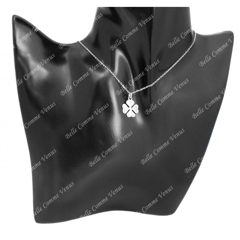 Collier trèfle à 4 feuilles de coeurs porte-bonheur Argent 925 Rhodié