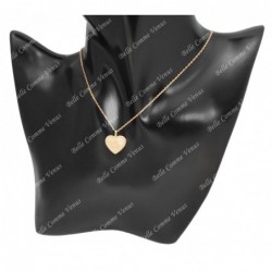 Collier pendentif coeur serti d'un oxyde de zirconium Plaqué OR 750 3 microns