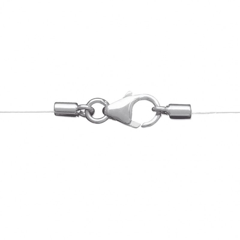Collier coeur d'oxyde de zirconium transparent fil de nylon Argent 925 Rhodié