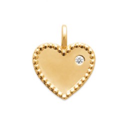 Collier pendentif coeur serti d'un oxyde de zirconium Plaqué OR 750 3 microns