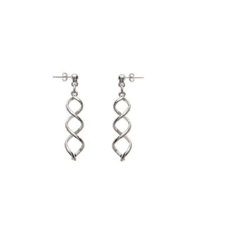 Boucles d'oreilles spirale torsadée Argent 925 Rhodié
