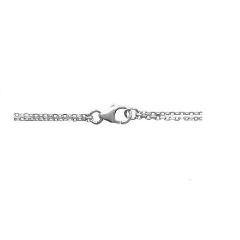 Collier 2 rangs forme V et oxyde de zirconium rond Argent 925 Rhodié