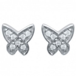 Boucles d'oreilles papillon oxyde de zirconium Argent 925 Rhodié