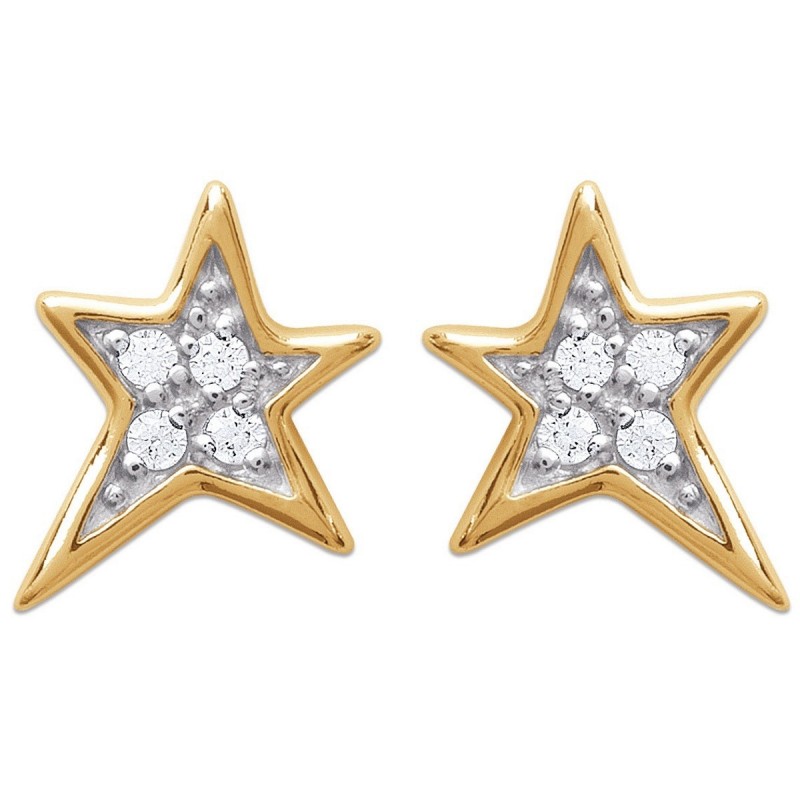 Boucles d'oreilles étoile oxyde de zirconium Plaqué OR 750 3 microns Boucles d'oreilles étoile oxyde de zirconium Plaqué OR 750 3 microns