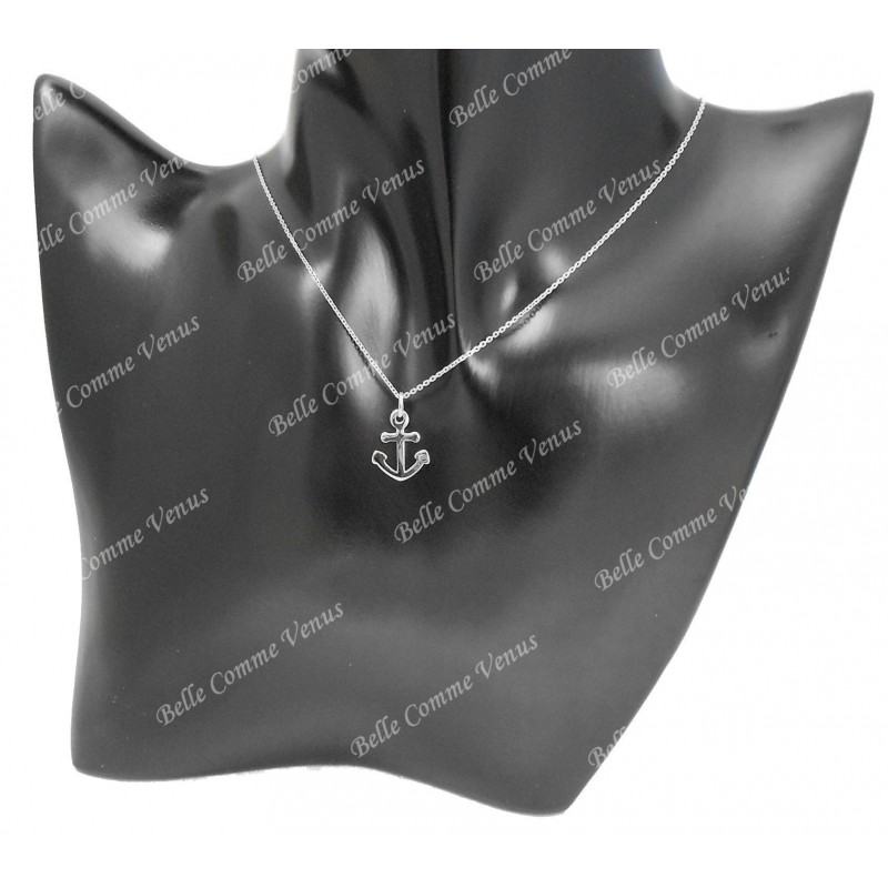 Collier petite ancre marine Argent 925 Rhodié