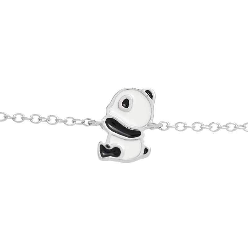 Bracelet Panda Argent 925 Rhodié - Bijou Émaillé Collection Enfant