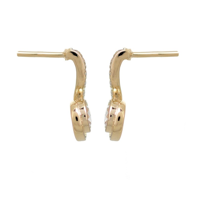 Boucles d'oreilles spirale d'oxyde de zirconium rond Plaqué OR 750 3 microns