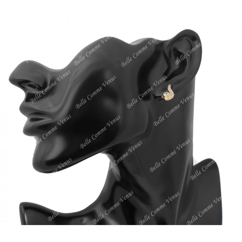 Boucles d'oreilles spirale d'oxyde de zirconium rond Plaqué OR 750 3 microns