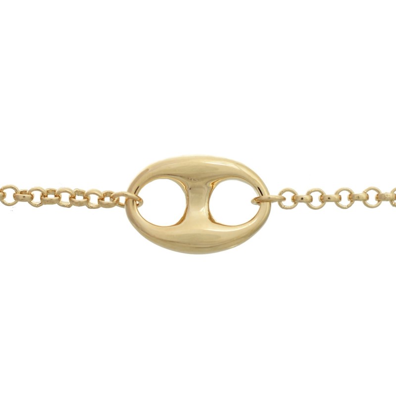 Bracelet grain de café maille jaseron Plaqué OR 750 3 microns Bracelet grain de café maille jaseron Plaqué OR 750 3 microns