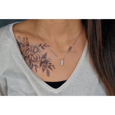 Collier 3 coeurs d'oxyde de zirconium Argent 925 Rhodié