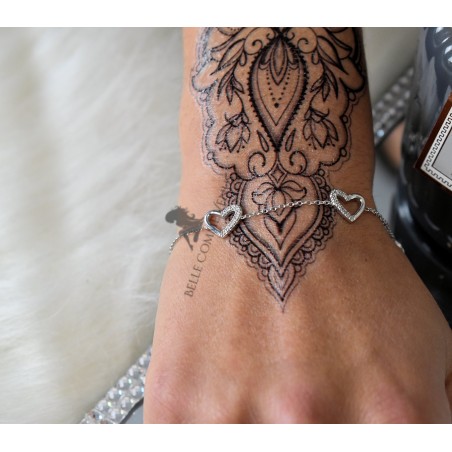 Bracelet 4 coeurs sertis d'oxyde de zirconium Argent 925 Rhodié