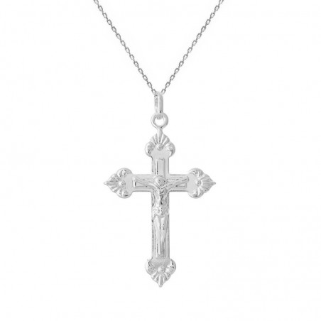 Collier croix crucifix Christ Argent 925 Rhodié