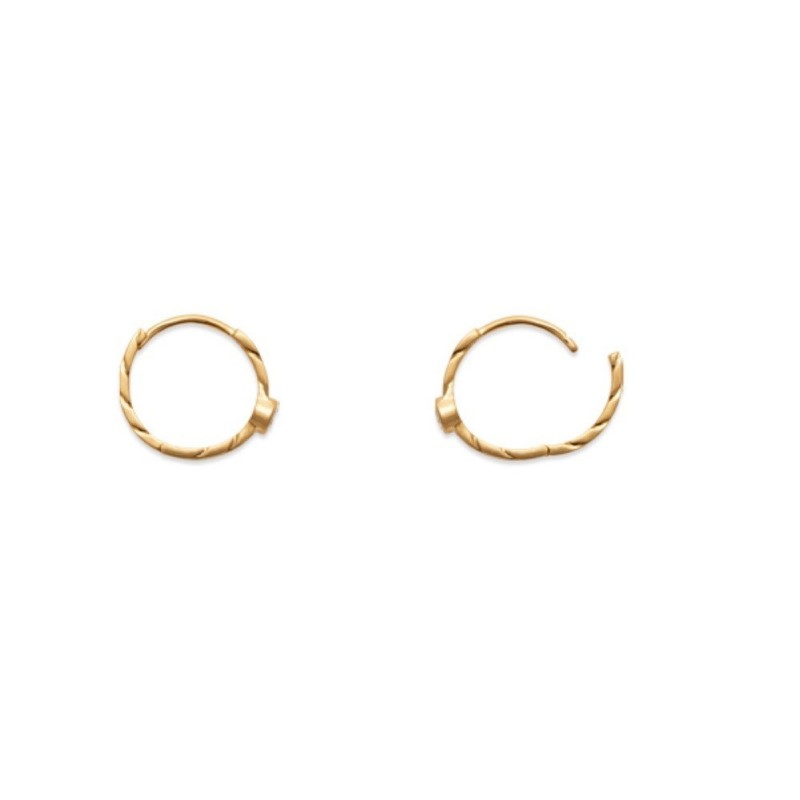 Boucles d'oreilles créole maillons de chaîne oxyde de zirconium clos Plaqué or 750 3 microns