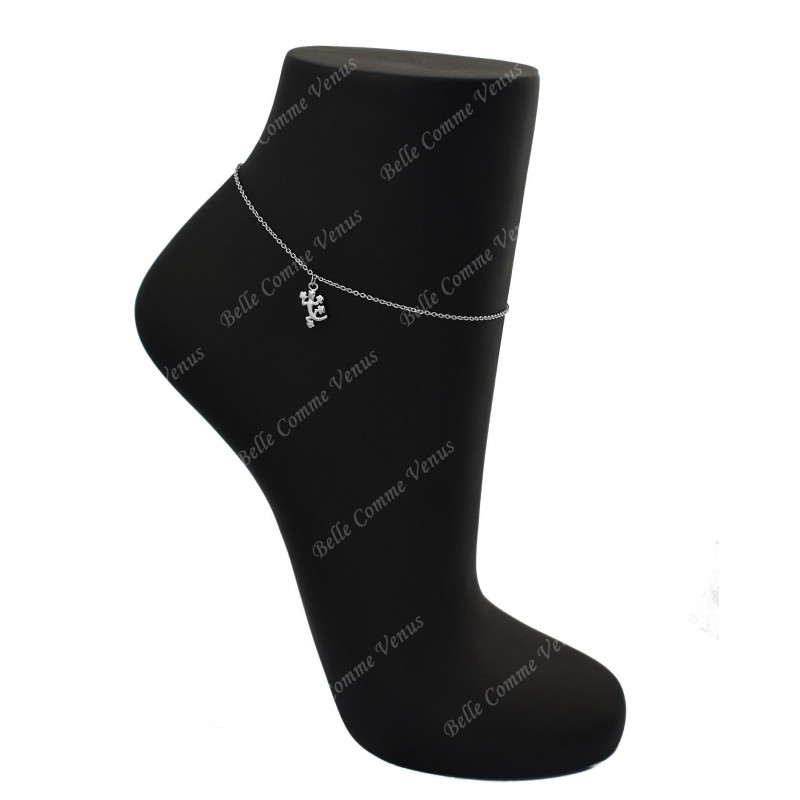Chaîne de cheville salamandre pendante Argent 925 Rhodié