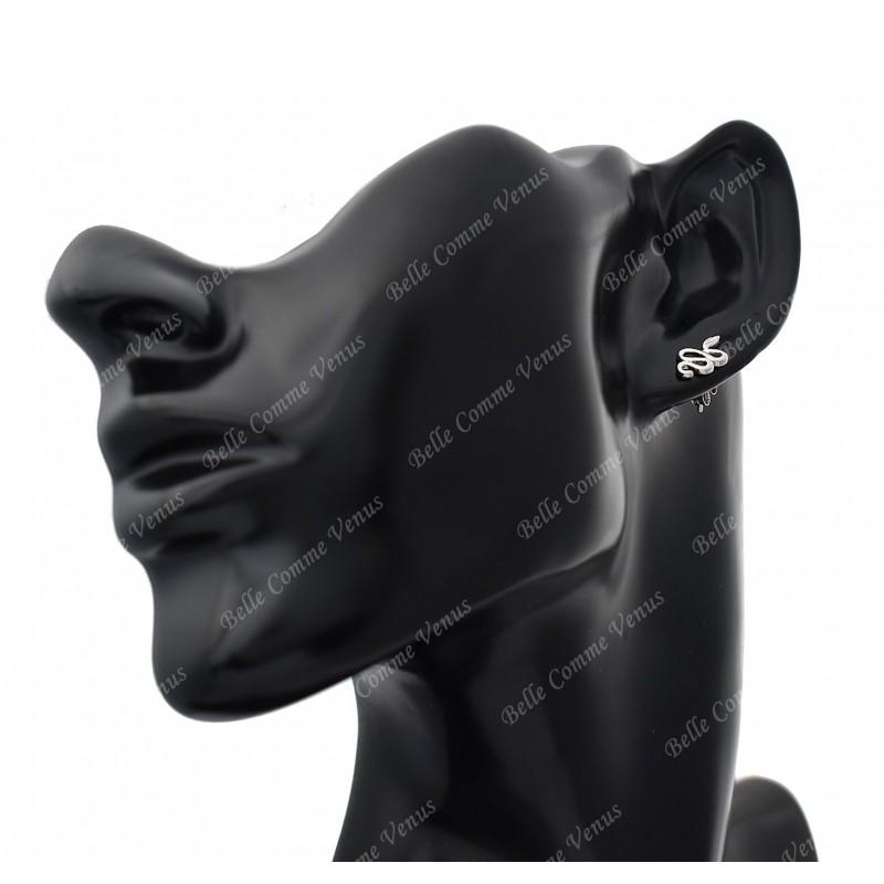 Boucles d'oreilles serpent animal Argent 925 Rhodié