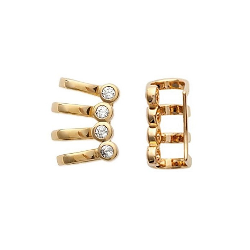Bague d'oreille 4 rangs serti d'oxyde de zirconium rond clos Plaqué OR 750 3 microns Bague d'oreille 4 rangs serti d'oxyde de zirconium rond clos Plaqué OR 750 3 microns