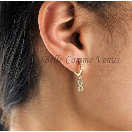 Boucles d'oreilles créole infini serti d'oxyde de zirconium Plaqué or 750 3 microns
