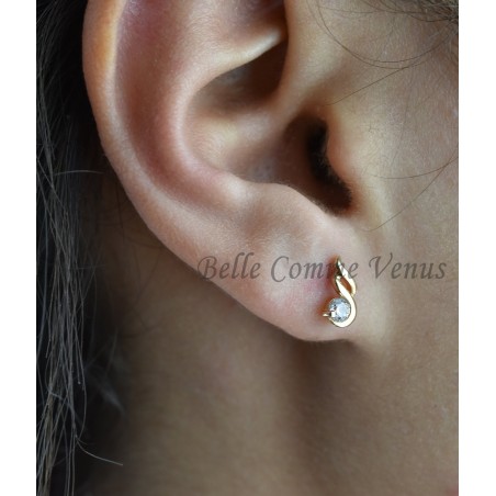 Boucles d'oreilles torsade oxyde de zirconium Plaqué OR 750 3 microns