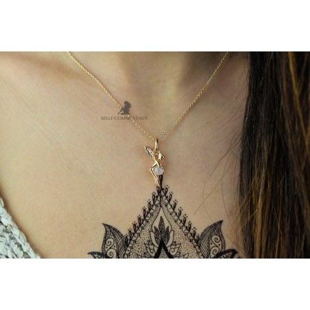 Collier fée quartz pierre naturelle Plaqué OR 750 3 microns