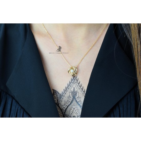 Collier noeud et oxyde de zirconium Plaqué OR 750 3 microns
