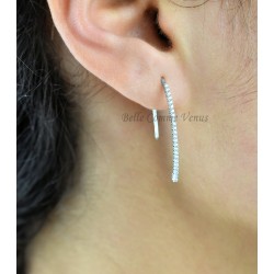 Boucles d'oreilles pendantes chute d'oxyde de zirconium Argent 925 Rhodié