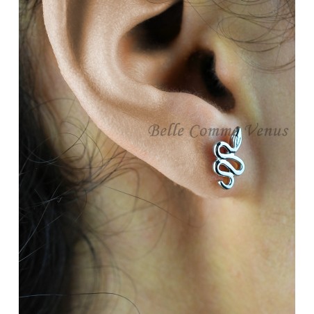 Boucles d'oreilles serpent animal Argent 925 Rhodié