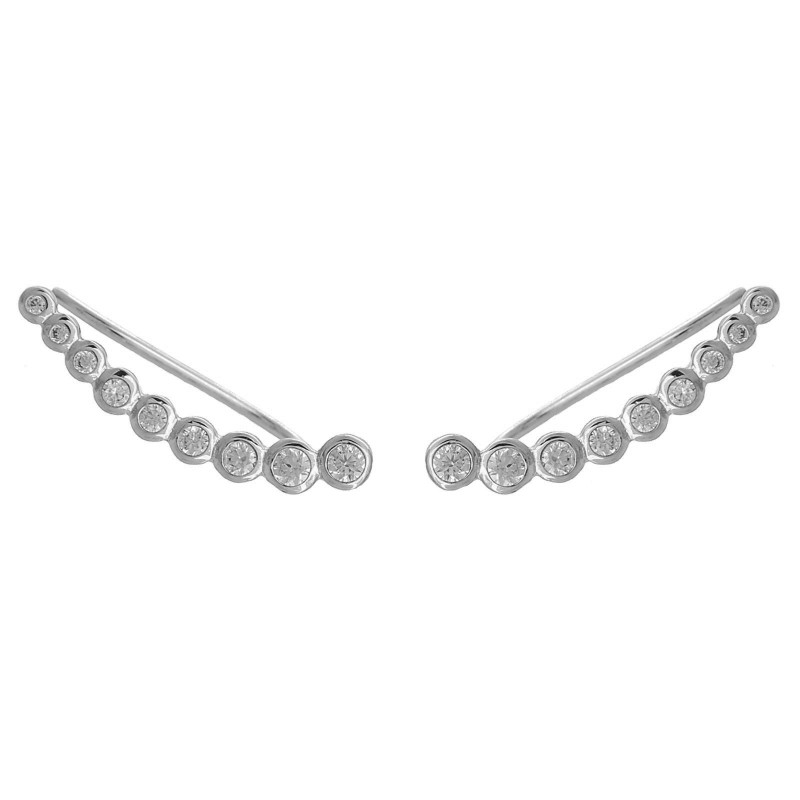 Boucles d'oreilles contour de lobe serti d'oxyde de zirconium clos rond Argent 925 Rhodié Boucles d'oreilles contour de lobe serti d'oxyde de zirconium clos rond Argent 925 Rhodié