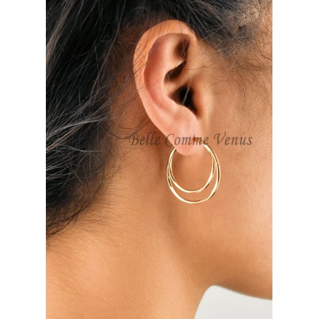 Boucles d'oreilles créole 2 cercles Plaqué or 750 3 microns