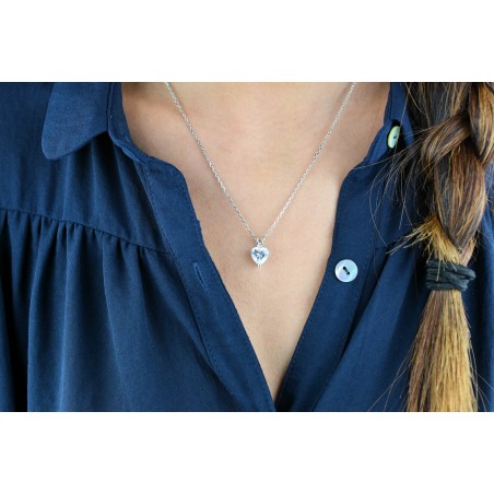 Collier coeur d'oxyde de zirconium Argent 925 Rhodié