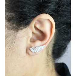 Boucles d'oreilles grimpantes contour d'oreilles aile d'ange sertie d'oxyde de zirconium Argent 925 Rhodié