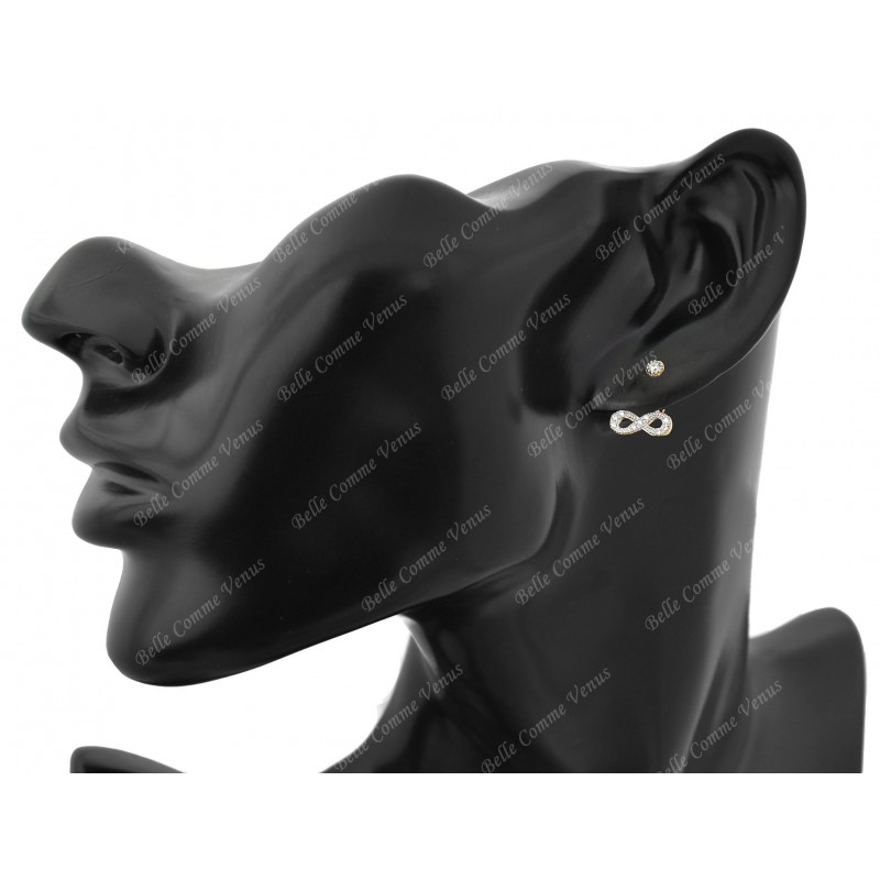 Boucles d'oreilles sous lobes infini oxyde de zirconium Plaqué or 750 3 microns 2 tons