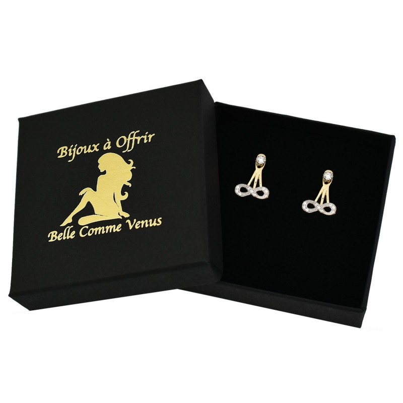 Boucles d'oreilles sous lobes infini oxyde de zirconium Plaqué or 750 3 microns 2 tons