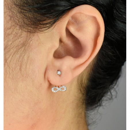 Boucles d'oreilles sous lobes infini oxyde de zirconium Plaqué or 750 3 microns 2 tons